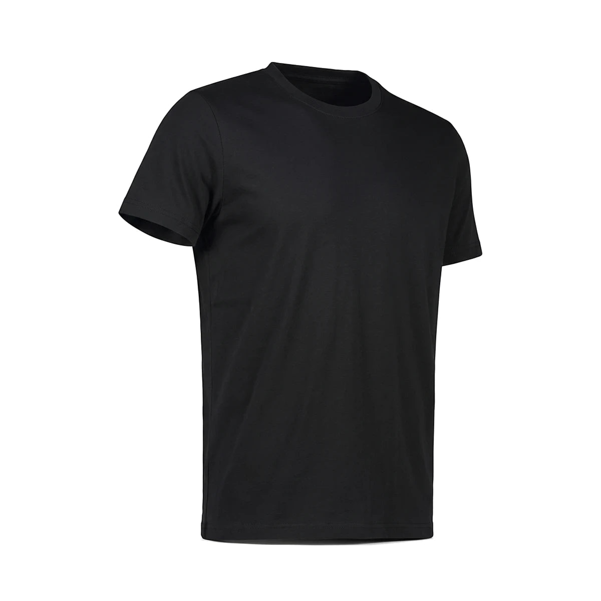 Black short-sleeve Rebel Workwear t-shirt for men, featuring a classic crew neck and a smooth, unadorned design.