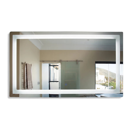 Rectangular Mirror With Touch Switch Ip44, featuring a modern illuminated frame and a sleek, wall-mounted design.