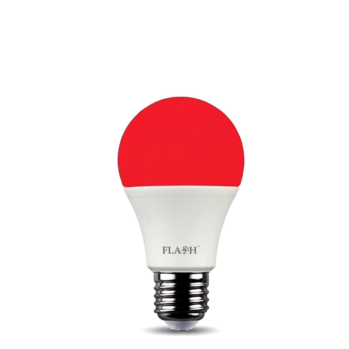 Red 6W A60 E27 LED bulb with a white base, photographed vertically against a clean white background.
