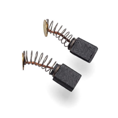 Pair of black replacement carbon brushes with copper springs for Hid550Vr/25 power tools, shown on a white background.