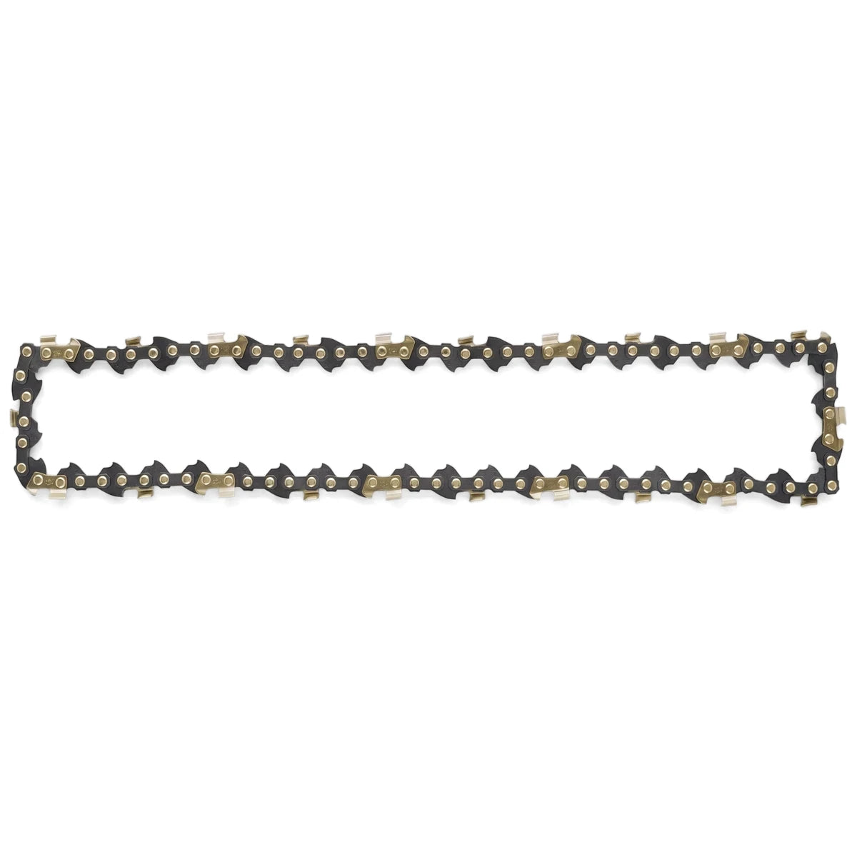 A 14-inch Replacement Chainsaw Chain model Cs214. The durable black and gold metal chain features sharp cutting teeth and a