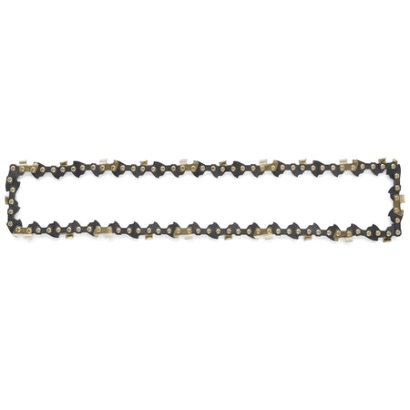 A 14-inch Replacement Chainsaw Chain model Cs214. The durable black and gold metal chain features sharp cutting teeth and a