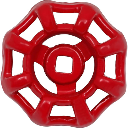 Red octagonal replacement handle for gate valve in a full, centered view, featuring a smooth glossy finish.
