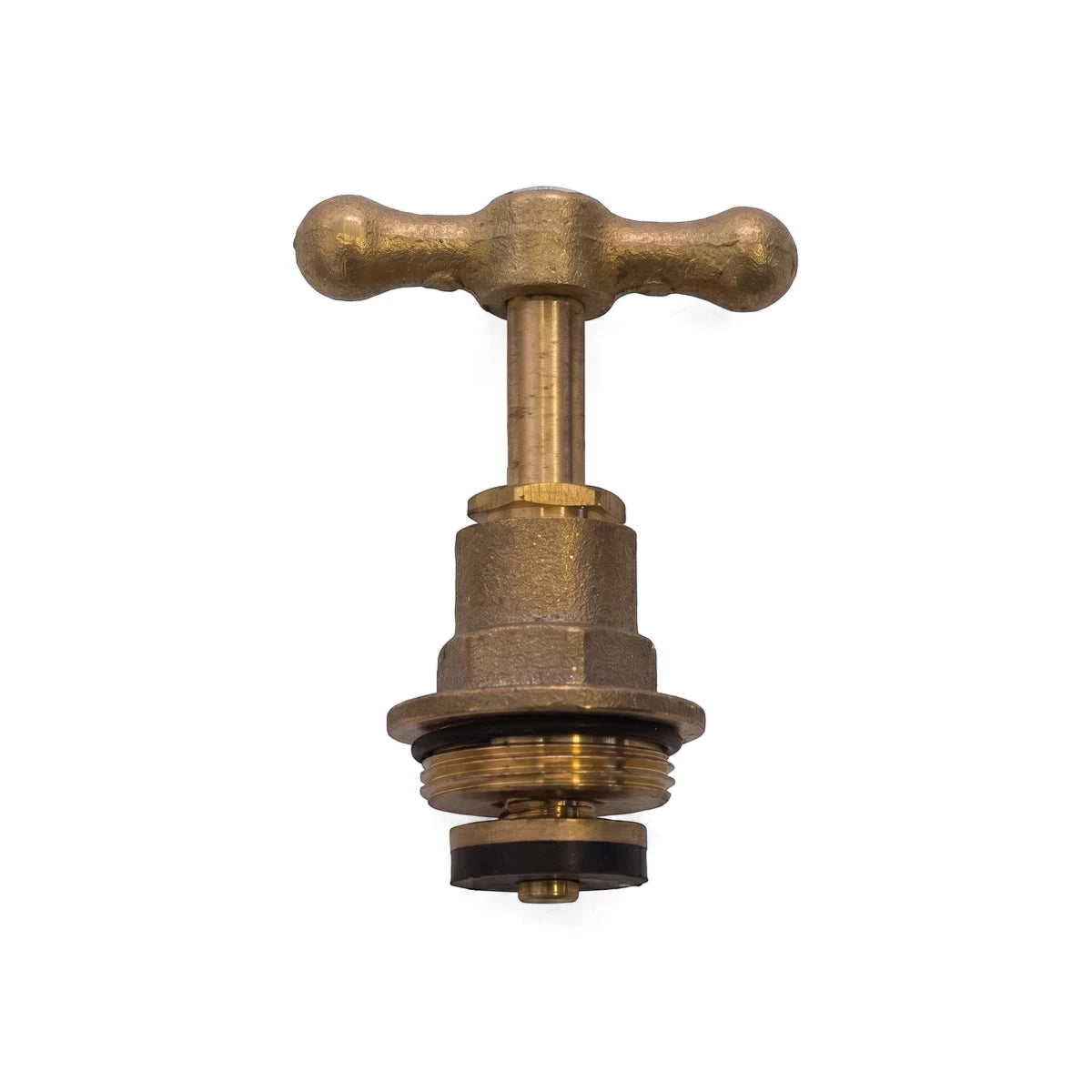 Brass replacement head part for rough tap with a 24.5mm diameter, featuring a cross-handle and threaded base.
