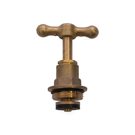 Brass replacement head part for rough tap with a 24.5mm diameter, featuring a cross-handle and threaded base.