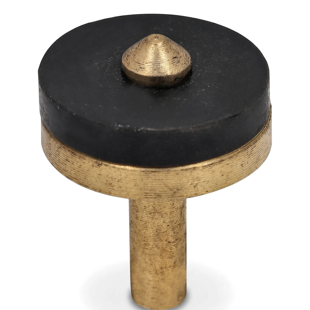 Brass and black rubber replacement jumper for 1/2 inch taps, shown from a slightly elevated angle.