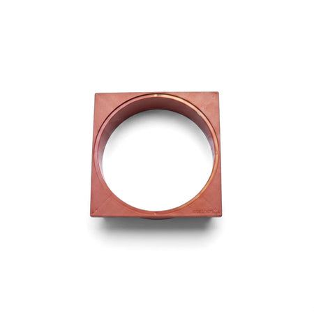 Reddish-brown square Replacement Weir Deck Collar with a circular opening, designed to fit Aqua systems.