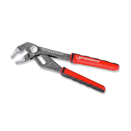 Grey and red Rothenberger RoGrip F 7 inch water pump pliers with a safety lock, a versatile adjustable hand tool.