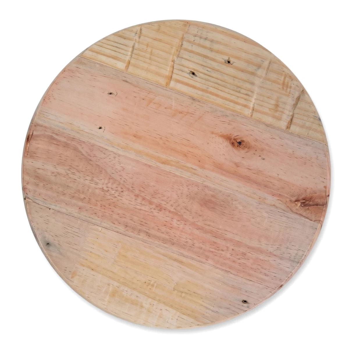 Round wooden clock face, 40cm diameter, with natural wood grain and warm tones. Perfect for DIY clock projects.