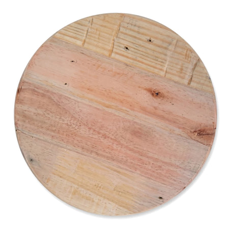 Round wooden clock face, 40cm diameter, with natural wood grain and warm tones. Perfect for DIY clock projects.