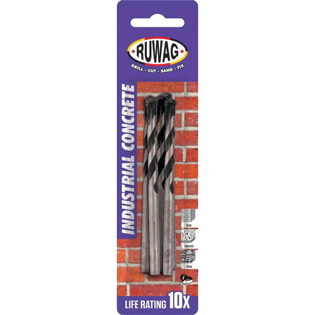 Ruwag Industrial Concrete Drill Bit 6.00mm 5-pack in retail packaging, suitable for brick, concrete, and stone.