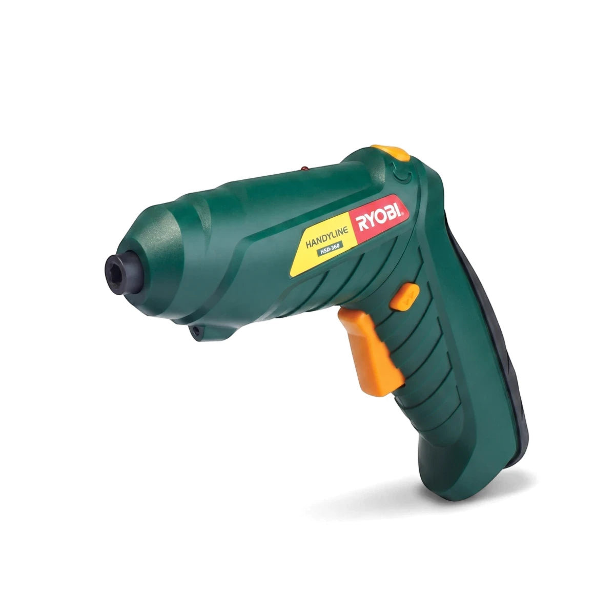 Green and orange Ryobi 3.6V Cordless Screwdriver, a handheld power tool for various fastening tasks.
