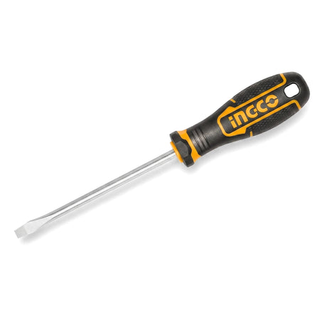S2 Slotted Screwdriver 6.5 x 125mm with a black and yellow ergonomic handle and silver flat tip for precision work.