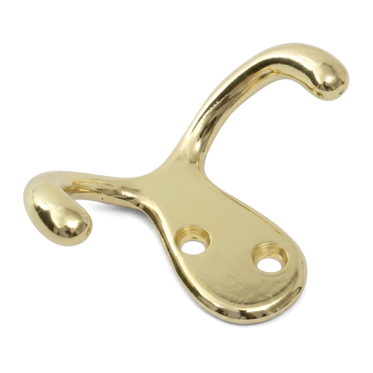 Samson 150mm double hat and coat hook in a polished gold finish with two mounting holes for secure attachment.