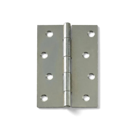 Samson 75mm zinc-plated steel butt hinge, silver metallic finish, featuring a central pin and screw holes for door