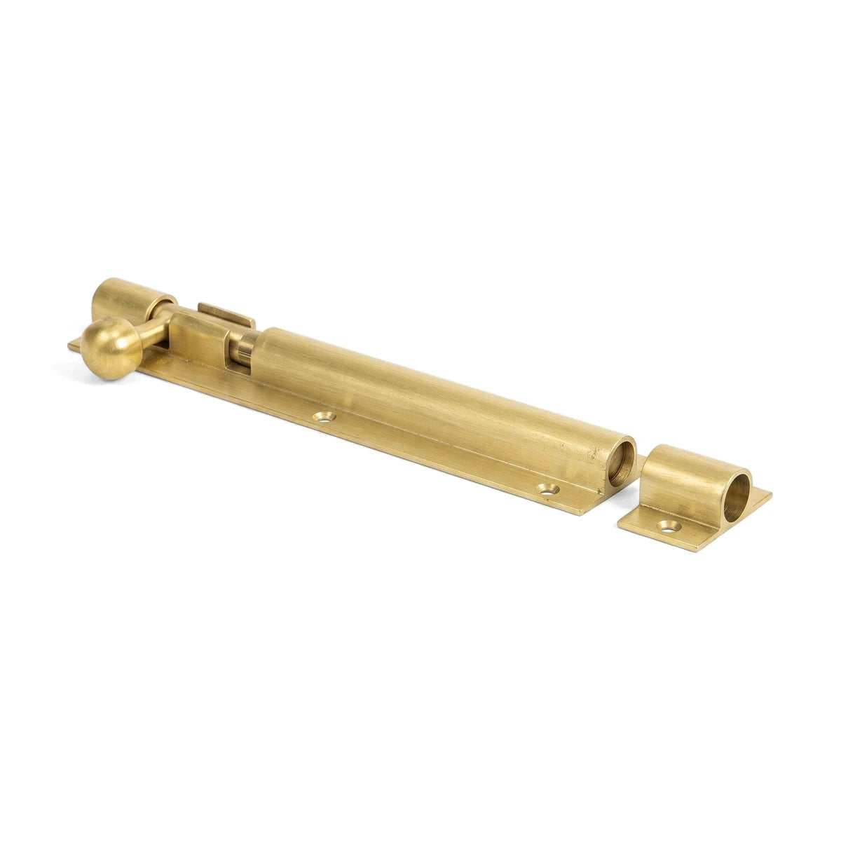 Samson B/Bolt H/Duty Str 150mm Bp locks and latches, brass-finish straight barrel bolt shown from the side.