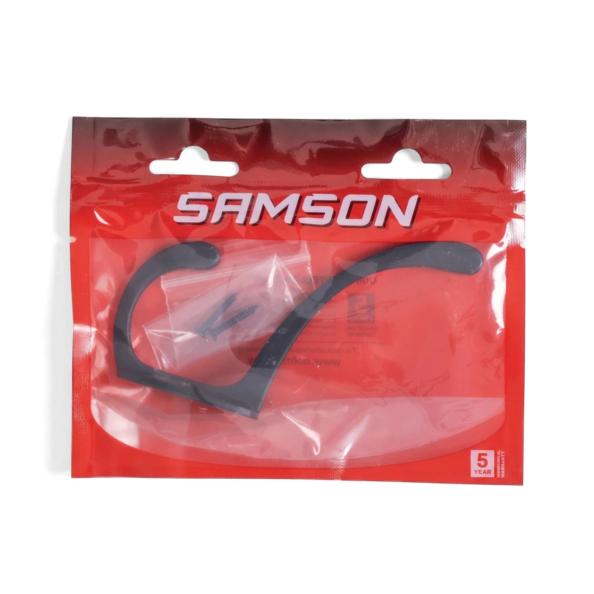 Samson Big Black Hat and Coat Hook, packaged in a red and clear plastic bag with the Samson logo and screws visible.
