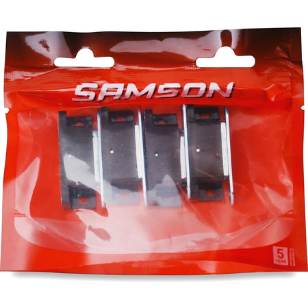 Samson Catch Magnetic Brown locks and latches, a pack of four in red retail display packaging with a clear window.