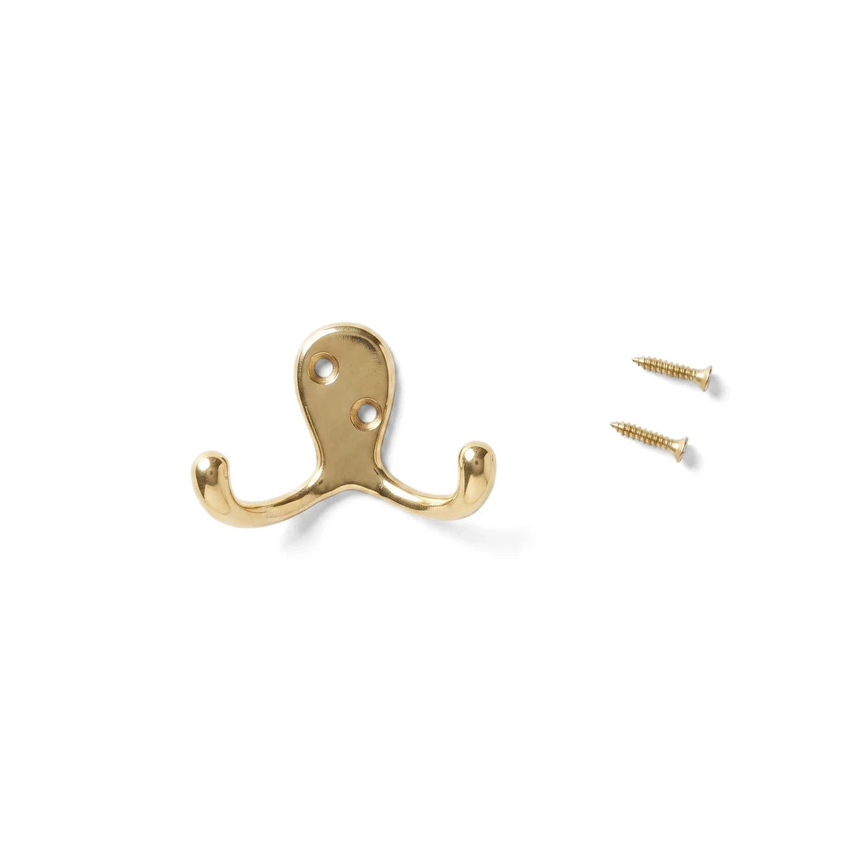 Samson Double Robe Hook Cp Locks & Latches in gold-colored metal, displayed with two matching screws.