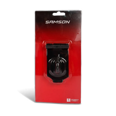 Samson Hasp & Staple H/D 100mm Blk Locks & Latches in black and red retail packaging, front view.