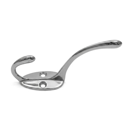 Silver metal Samson Hat&Coat Hook, 150mm, with a polished chrome finish, designed for wall mounting.