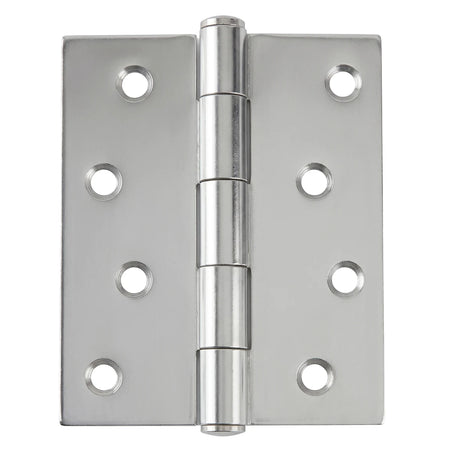Samson Hinge Butt B/Bear 100X75mm Cp, a silver metallic heavy-duty door hinge shown vertically, ideal for strong door