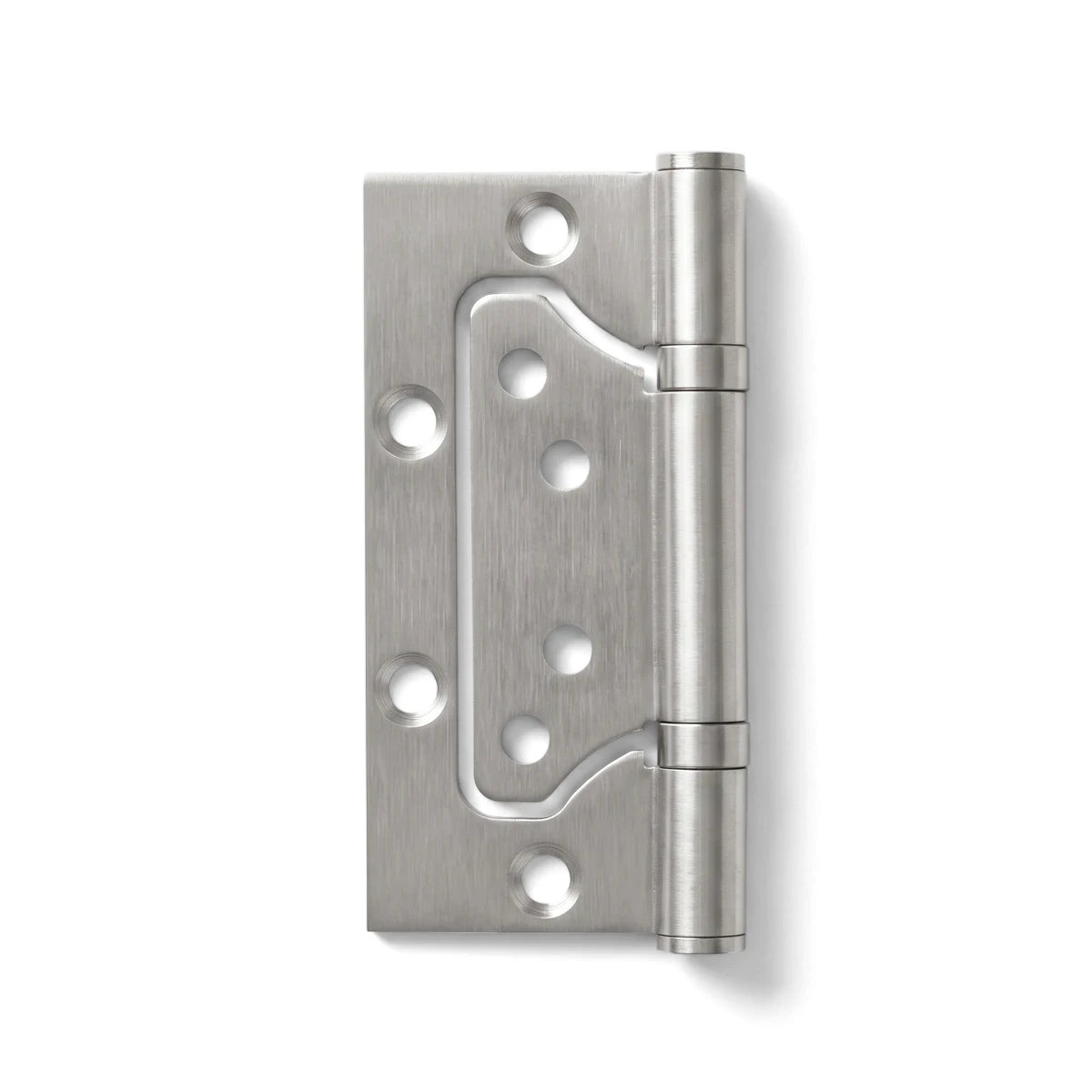 Samson Hinge Flush 100mm Ss Hinges, a single brushed stainless steel door hinge, shown vertically.