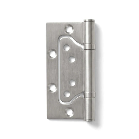 Samson Hinge Flush 100mm Ss Hinges, a single brushed stainless steel door hinge, shown vertically.