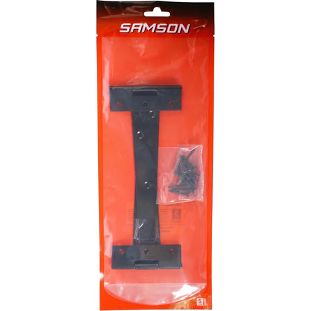 Black Samson Tee Hinge made of steel, 200mm in size, packaged with screws, for gates or doors.