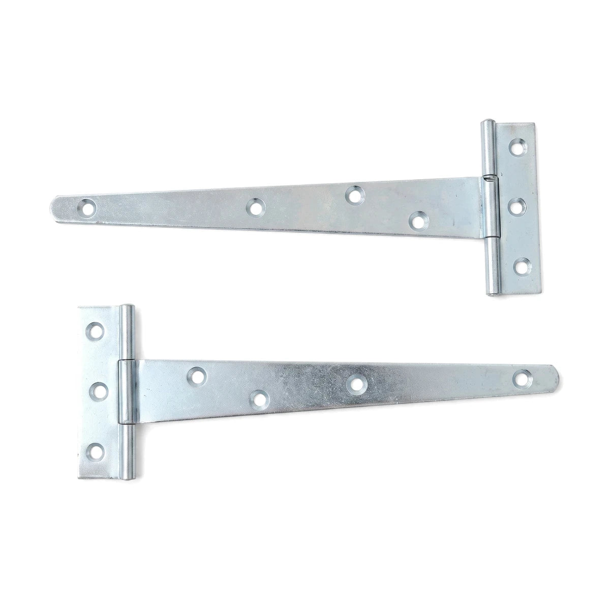 Samson Hinge Tee Steel 200mm zinc plated tee hinges, silver finish, shown as a pair for door and gate mounting