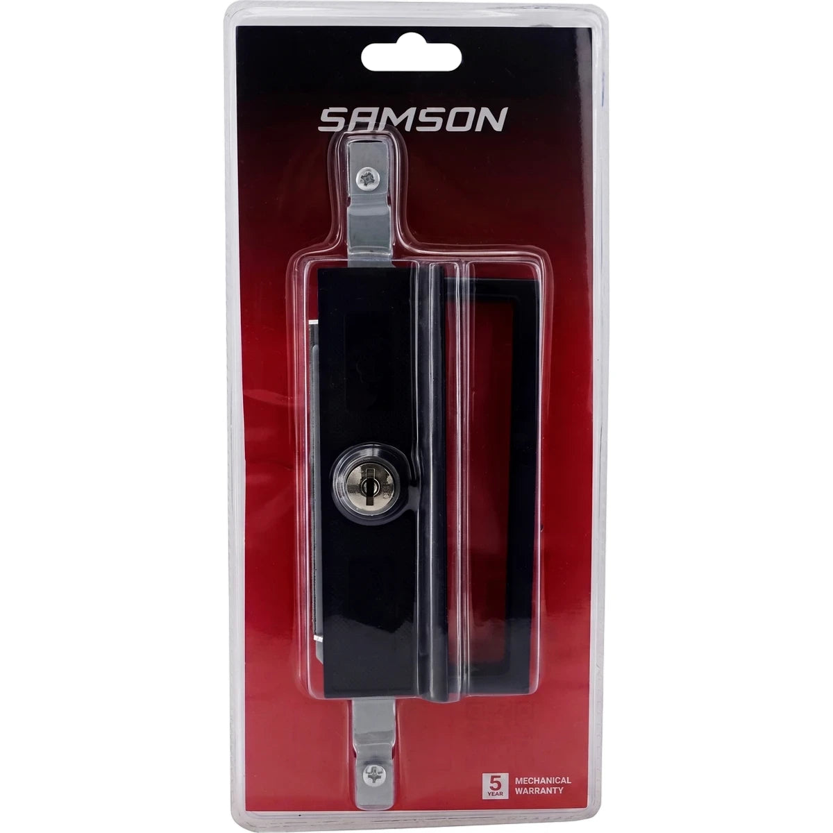 Samson Lock Garage Complete Set for locks and latches, black, packaged in clear plastic with a red and black card.