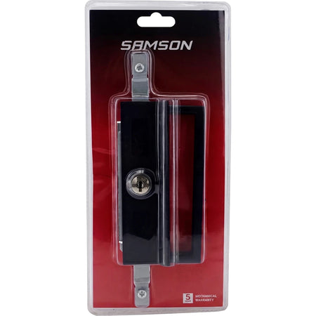 Samson Lock Garage Complete Set for locks and latches, black, packaged in clear plastic with a red and black card.