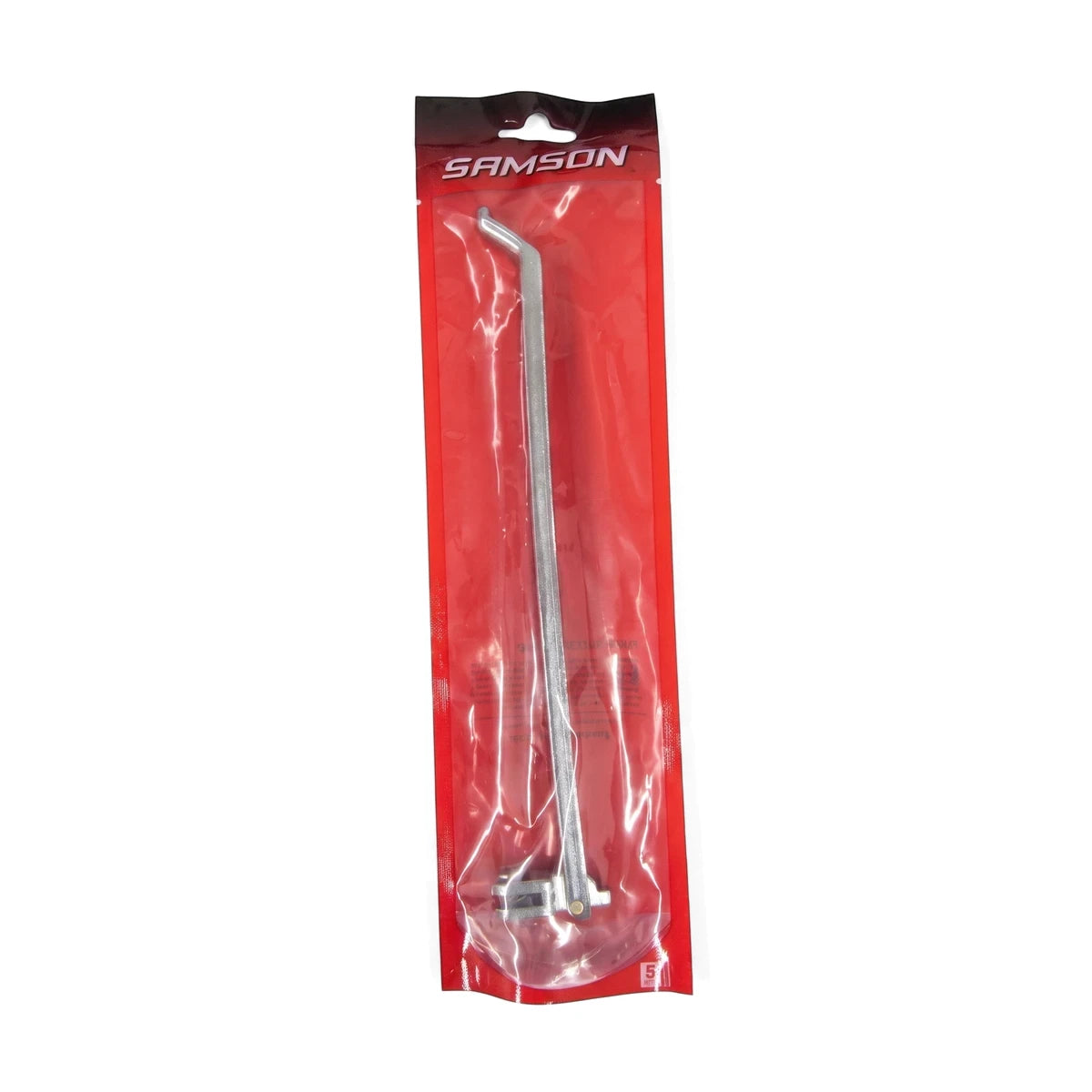 Samson Stay Peg H/F 250mm, a silver metal peg with screw locks and latches, packaged in clear plastic with a red backing.