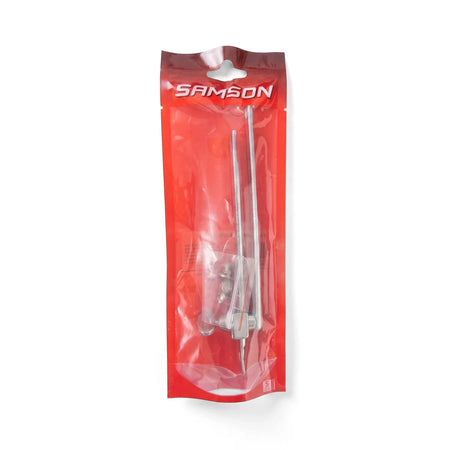 Samson Stay Sliding H/F 150mm Cp, a packaged set of metal sliding hardware with screw locks and latches, in clear plastic