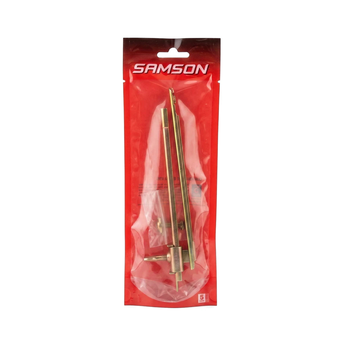 Samson Stay Sliding Steel Box 150mm Yzp Locks & Latches in a clear red plastic package, displaying golden metal components