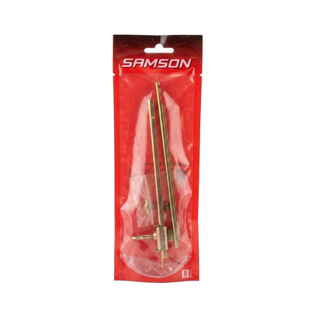 Samson Stay Sliding Steel Box 150mm Yzp Locks & Latches in a clear red plastic package, displaying golden metal components