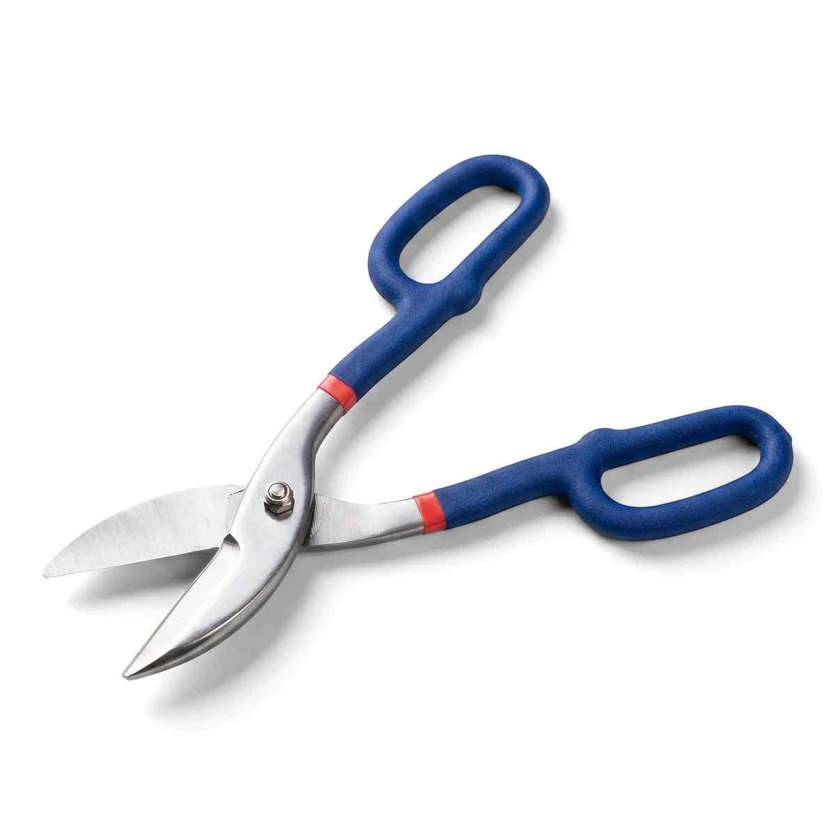 300mm Scissor Tin Snips with blue ergonomic handles and metallic blades shown slightly open on a white background.