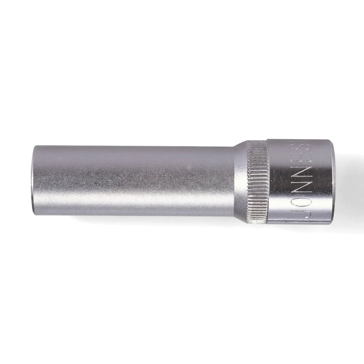 Silver 1/2-Inch Drive 6-Point Deep Hex Socket, 32mm, a durable metallic hand tool for mechanical tasks.