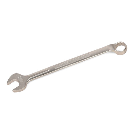 Silver 20mm combination spanner with open and ring ends, made of durable metal, shown angled diagonally on a white