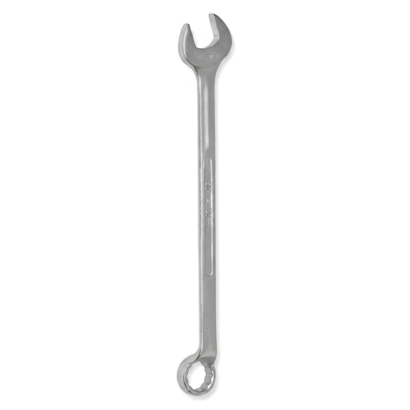 A single silver 9mm combination spanner, a versatile metallic hand tool with an open end and a ring end, displayed