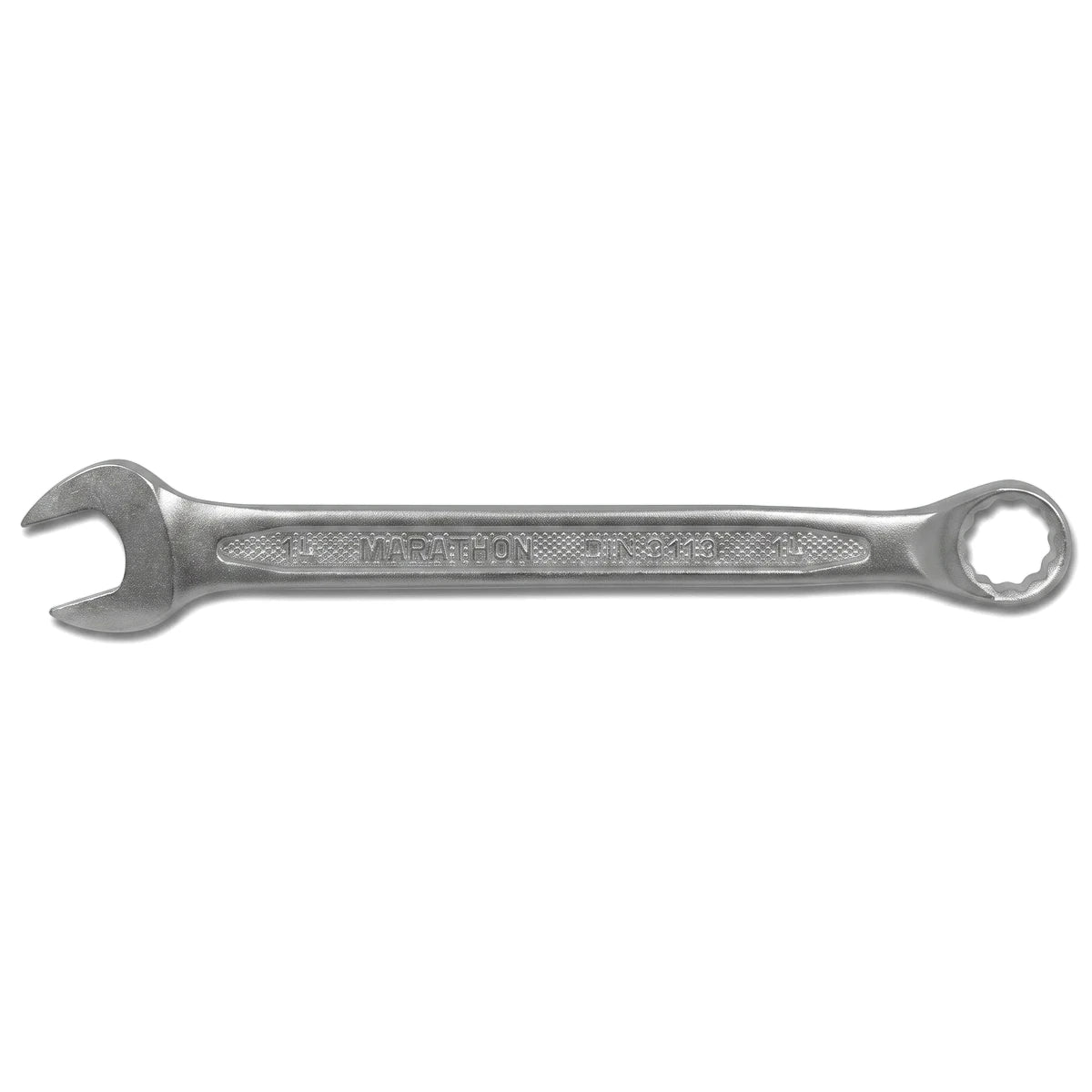 A silver Deep Offset Combination Spanner with a 14mm open end and ring end, shown horizontally on a white background.