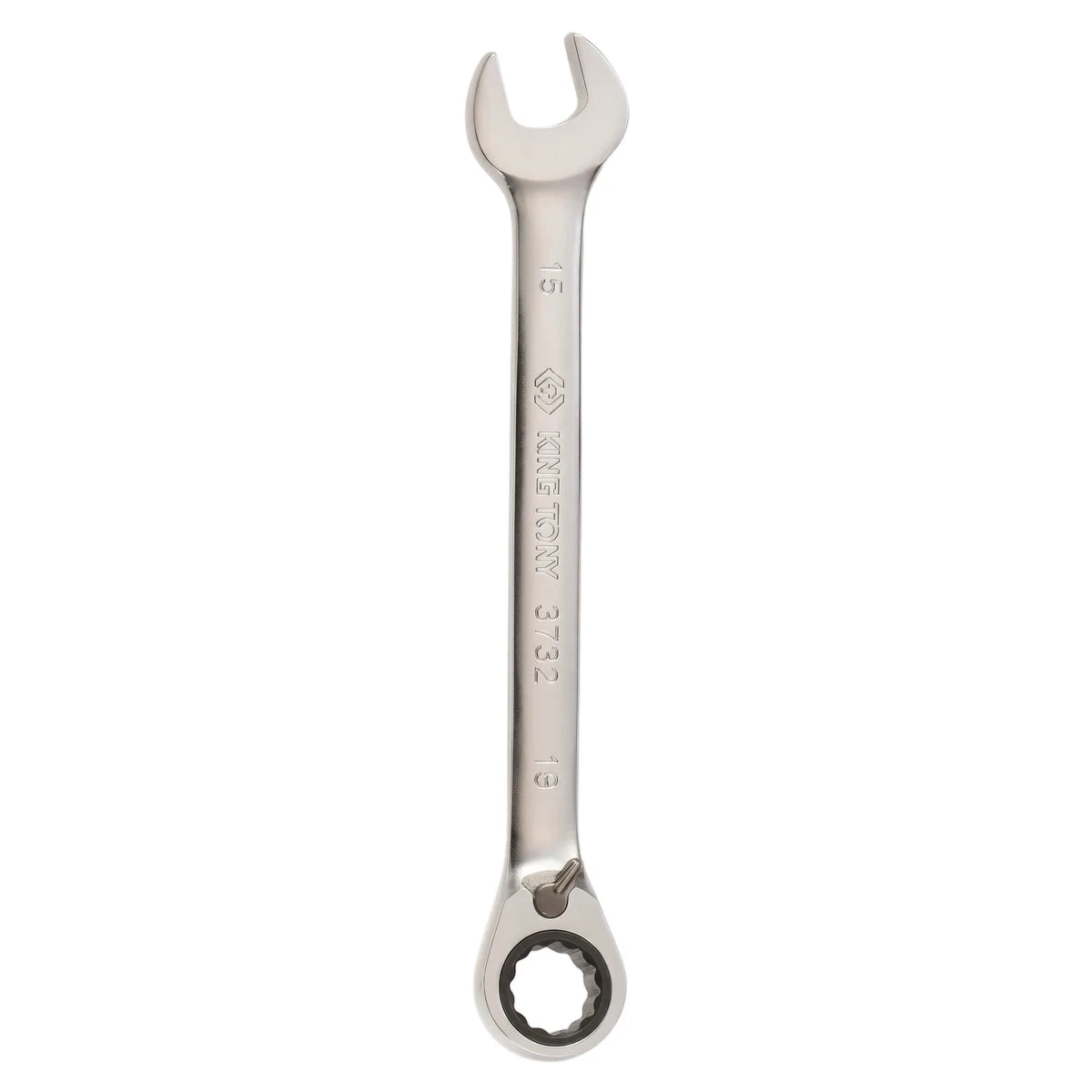 Silver metallic 24mm ratchet spanner, a combination hand tool for tightening or loosening fasteners, displayed vertically.