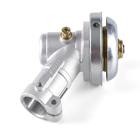 Silver metallic 28mm gear case assembly for power tools, featuring a "JAPAN" engraving, angled on a white background.