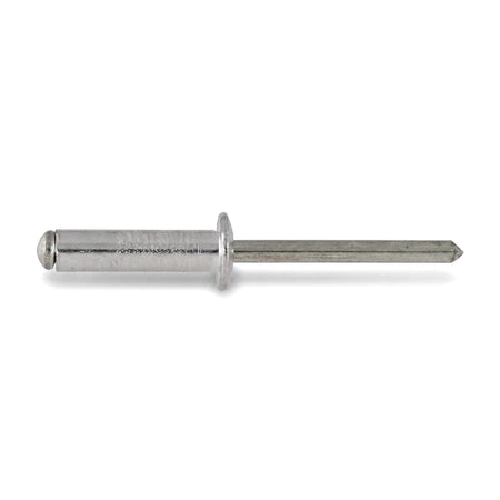 Silver metallic blind rivet, 3.2 x 12mm, shown horizontally, ideal for various fastening applications.