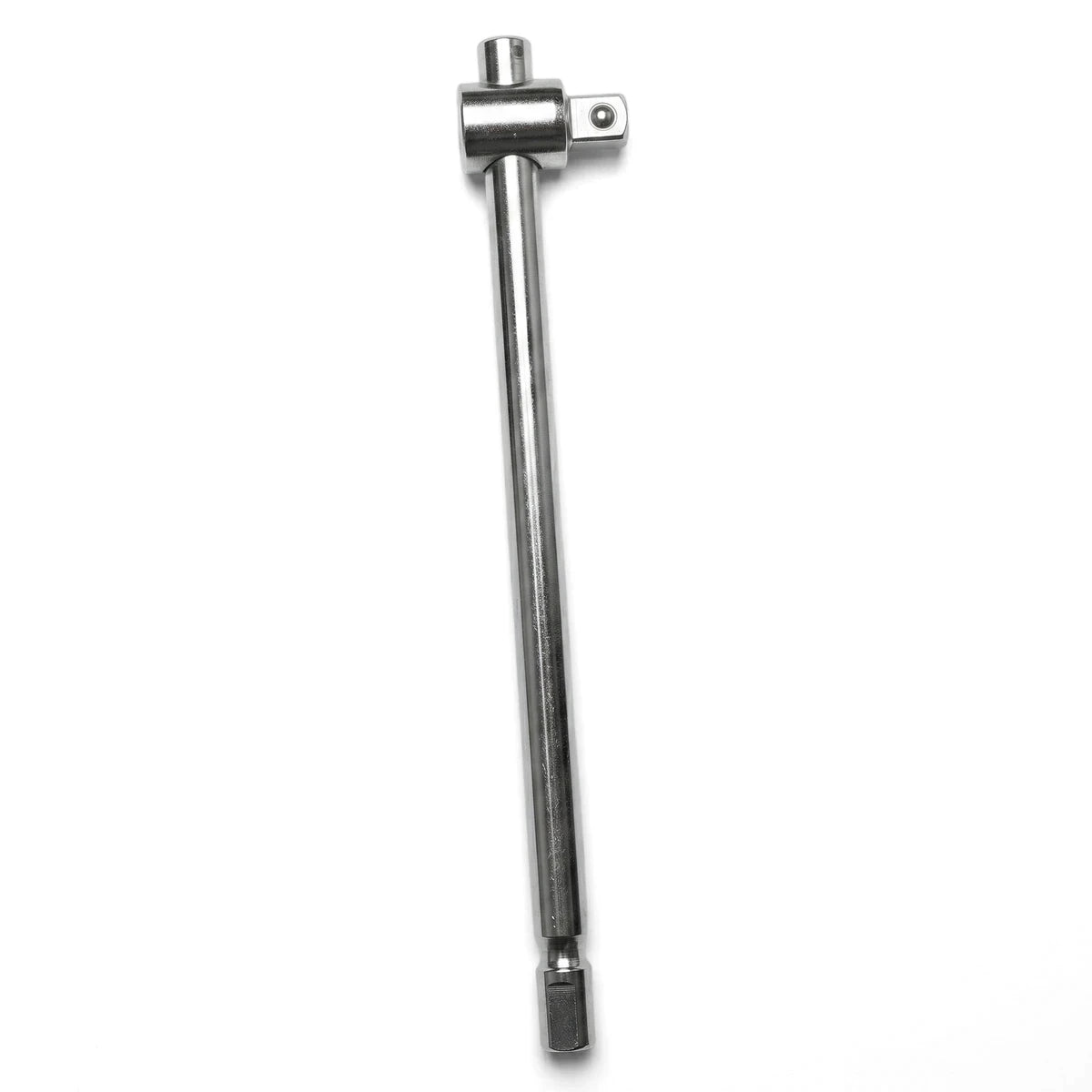 A 250mm chrome-plated metal sliding T-bar wrench for automotive and mechanical applications, shown vertically.