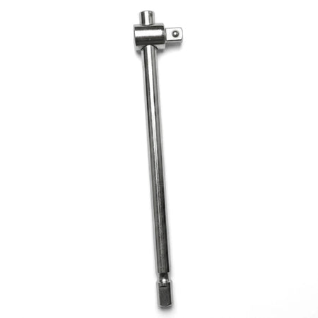 A 250mm chrome-plated metal sliding T-bar wrench for automotive and mechanical applications, shown vertically.
