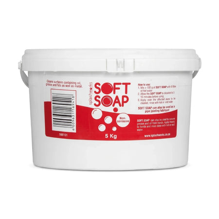 Soft Soap Plumbers Bucket 5Kg in a white plastic container with a red label detailing usage instructions.