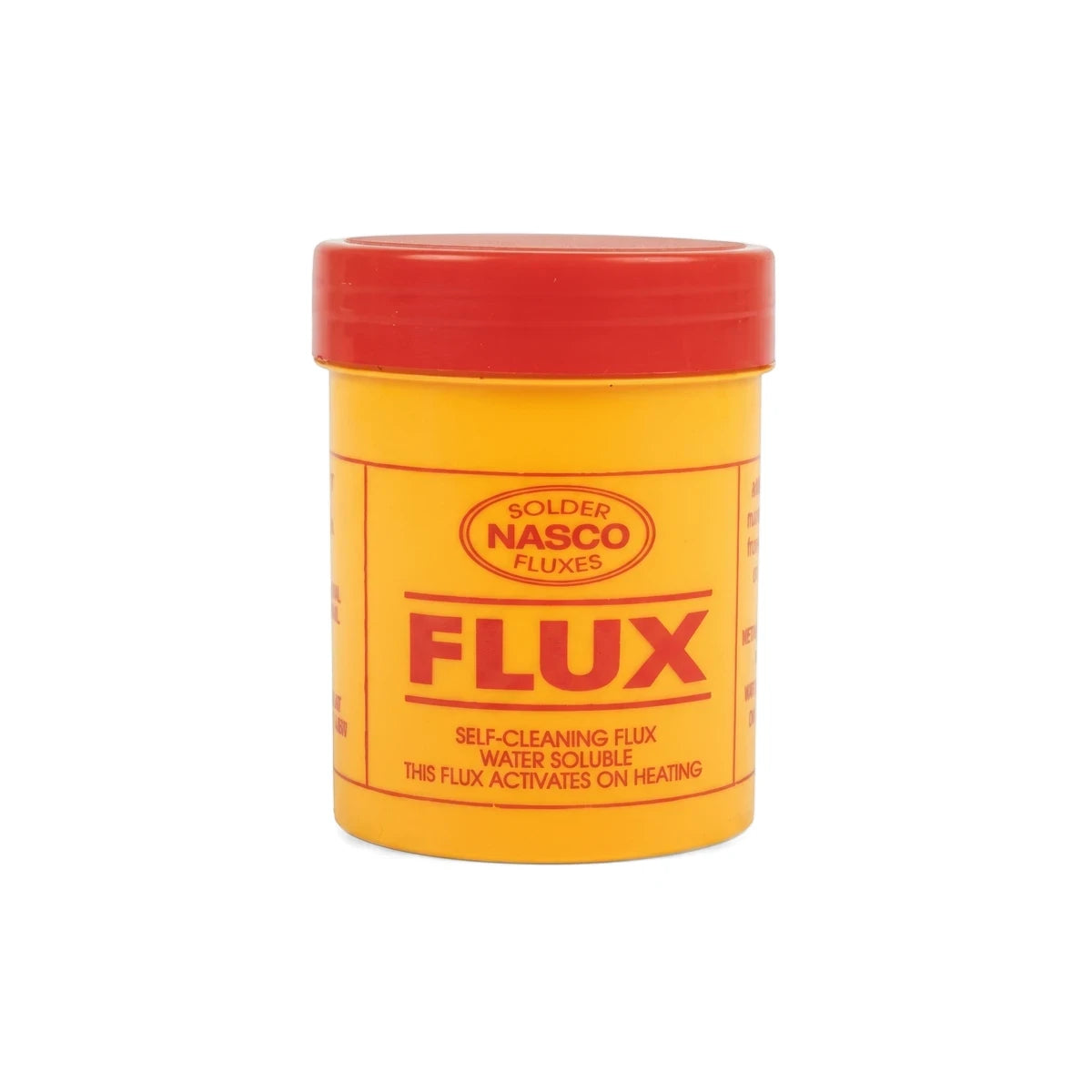 75G Soldering Flux Paste in a yellow plastic jar with a red lid, shown from a front view.