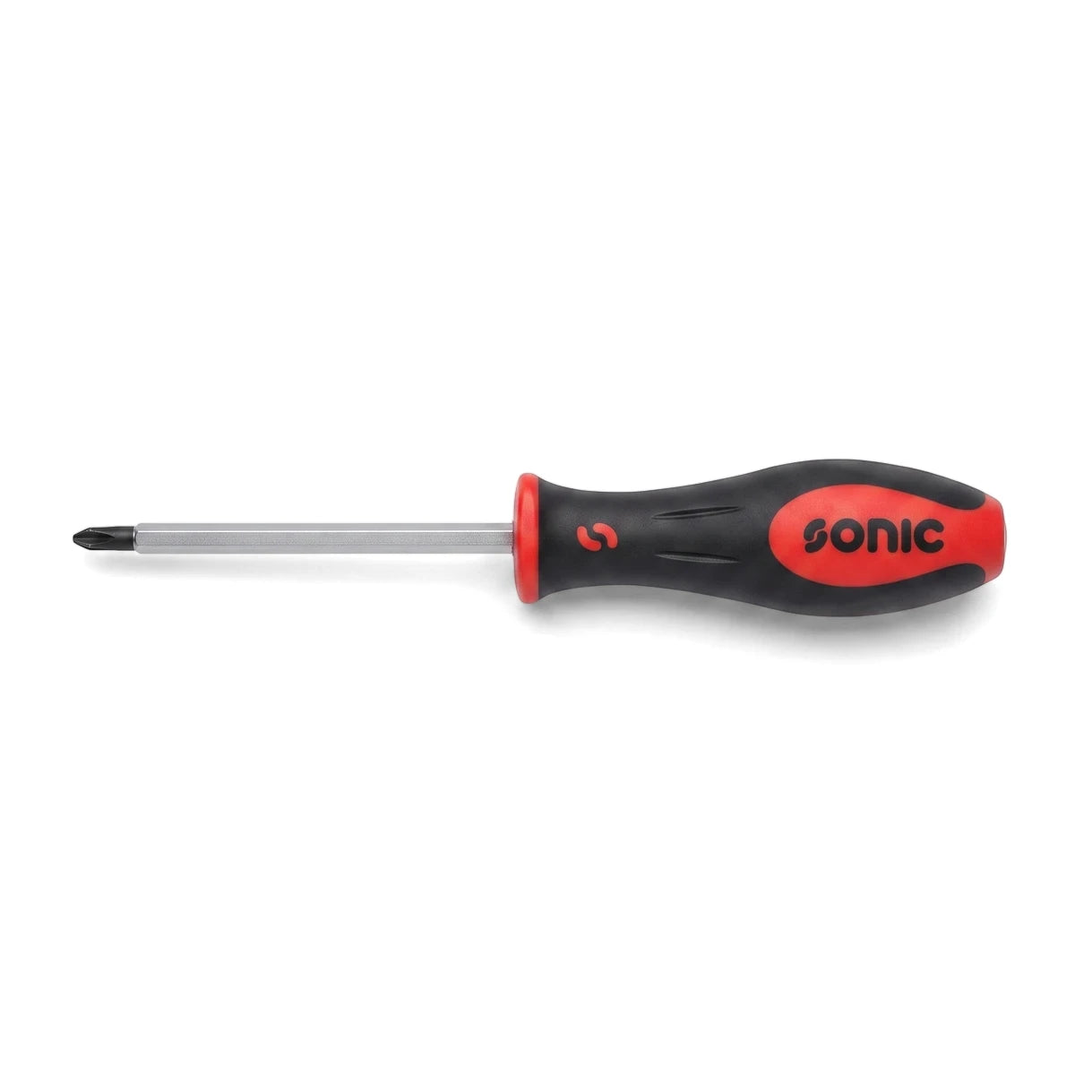 Red and black Sonic General Purpose Screwdriver 15101 with a Phillips head, ideal for various fastening tasks.