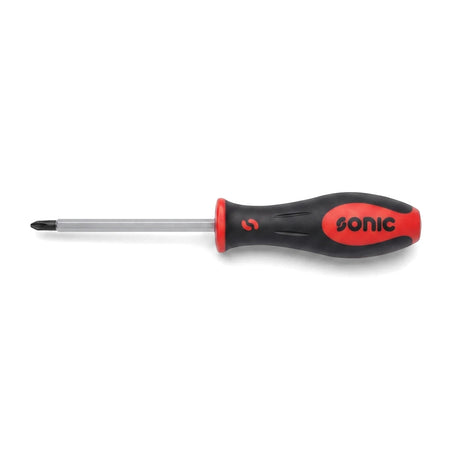 Red and black Sonic General Purpose Screwdriver 15101 with a Phillips head, ideal for various fastening tasks.